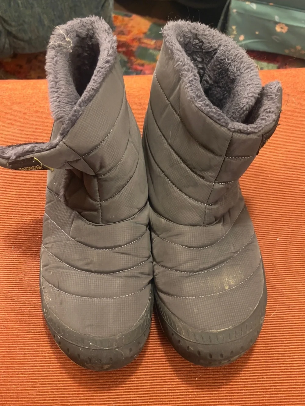 Gray Quilted Winter Booties with Fleece Lining